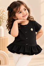 Black Knit Fabric Frock Top