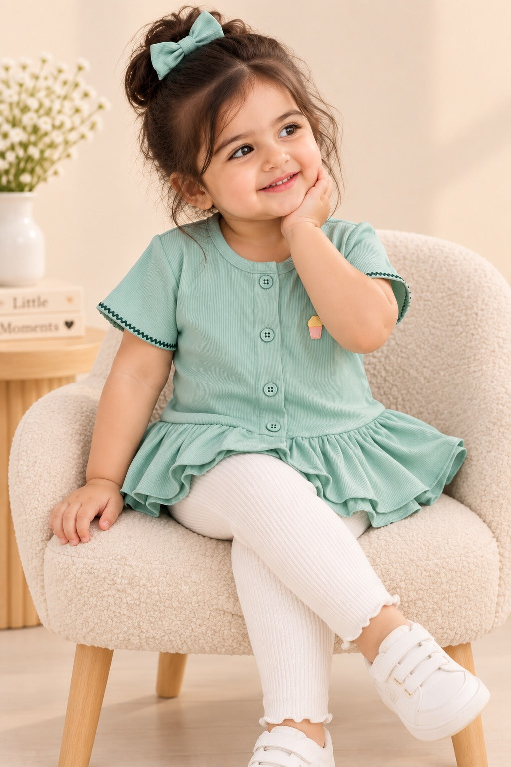 Turquoise Knit Fabric Frock Top