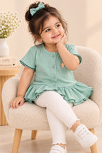 Turquoise Knit Fabric Frock Top