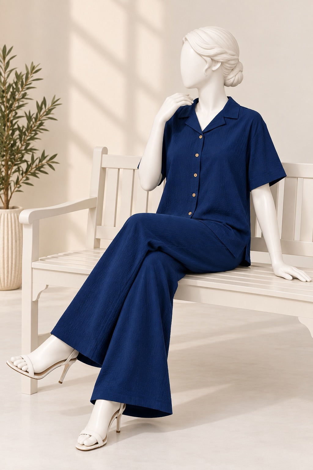 Royal Blue Linora Fabric Co-Ord Set