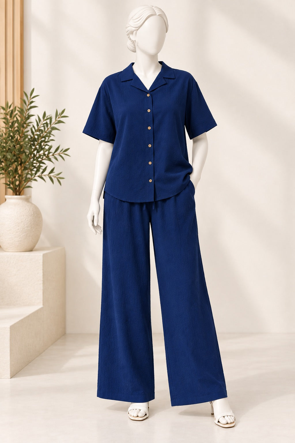 Royal Blue Linora Fabric Co-Ord Set