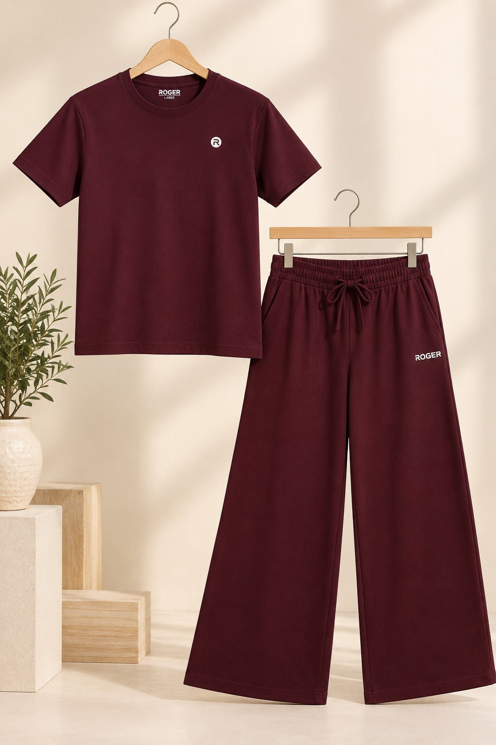 Maroon Comfi Knit Fabric Co-Ord Set