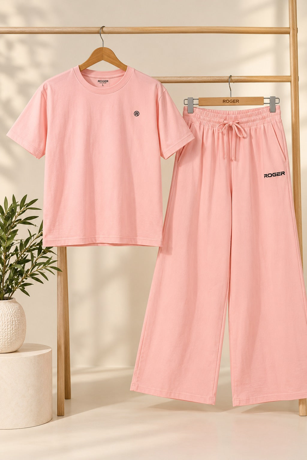 Peach Comfi Knit Fabric Co-Ord Set