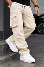 Beige Cargo Comfort Knit Fabric Trouser