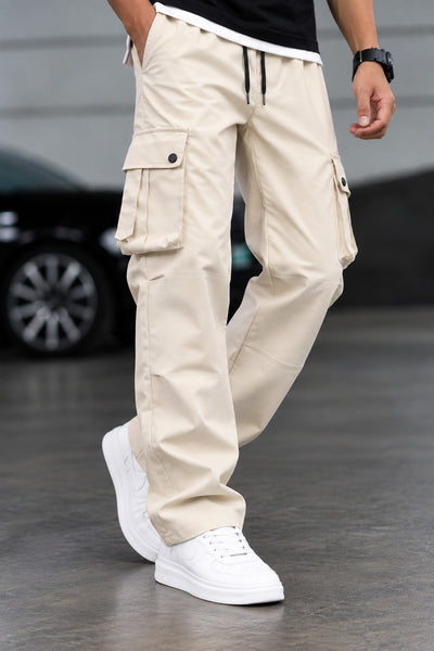 Beige Cargo Comfort Knit Fabric Trouser