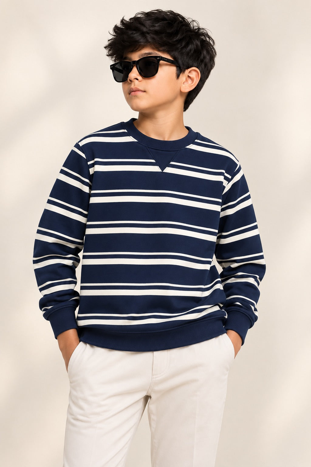 Blue Striper Old Money Sweatshirt Main image
