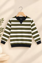 Green Black Striper Old Money Sweatshirt