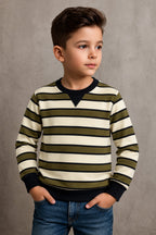 Green Black Striper Old Money Sweatshirt