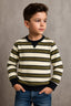Green Black Striper Old Money Sweatshirt