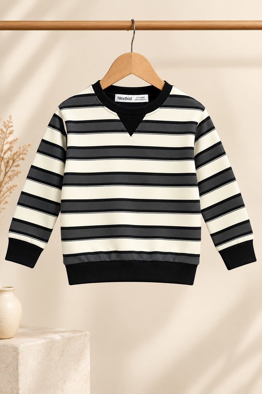 Grey Striper Old Money Sweatshirt