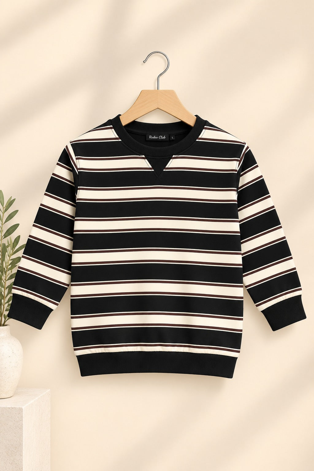 Black & Brown Striper Old Money Sweatshirt