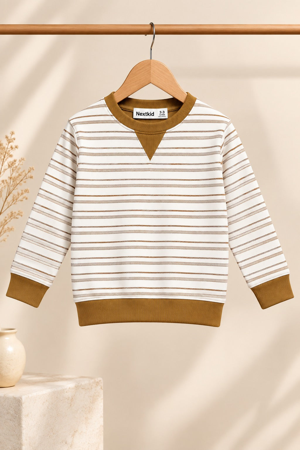 Camel Striper Old Money Sweatshirt