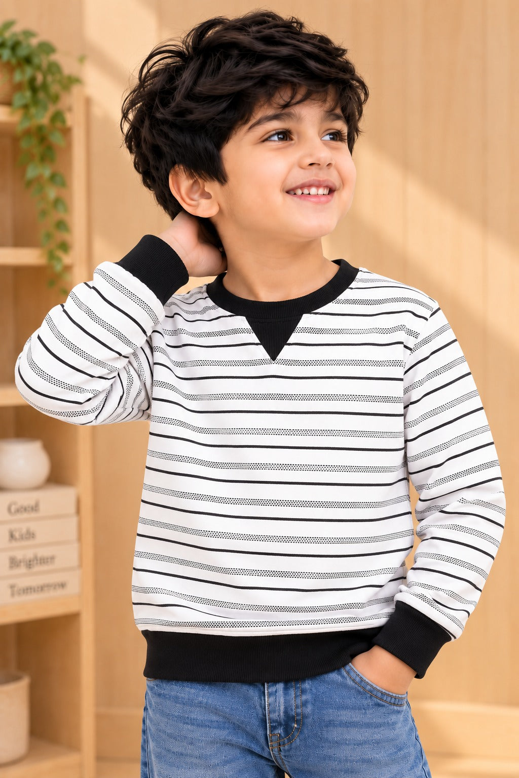 White Striper Old Money Sweatshirt Secondary image