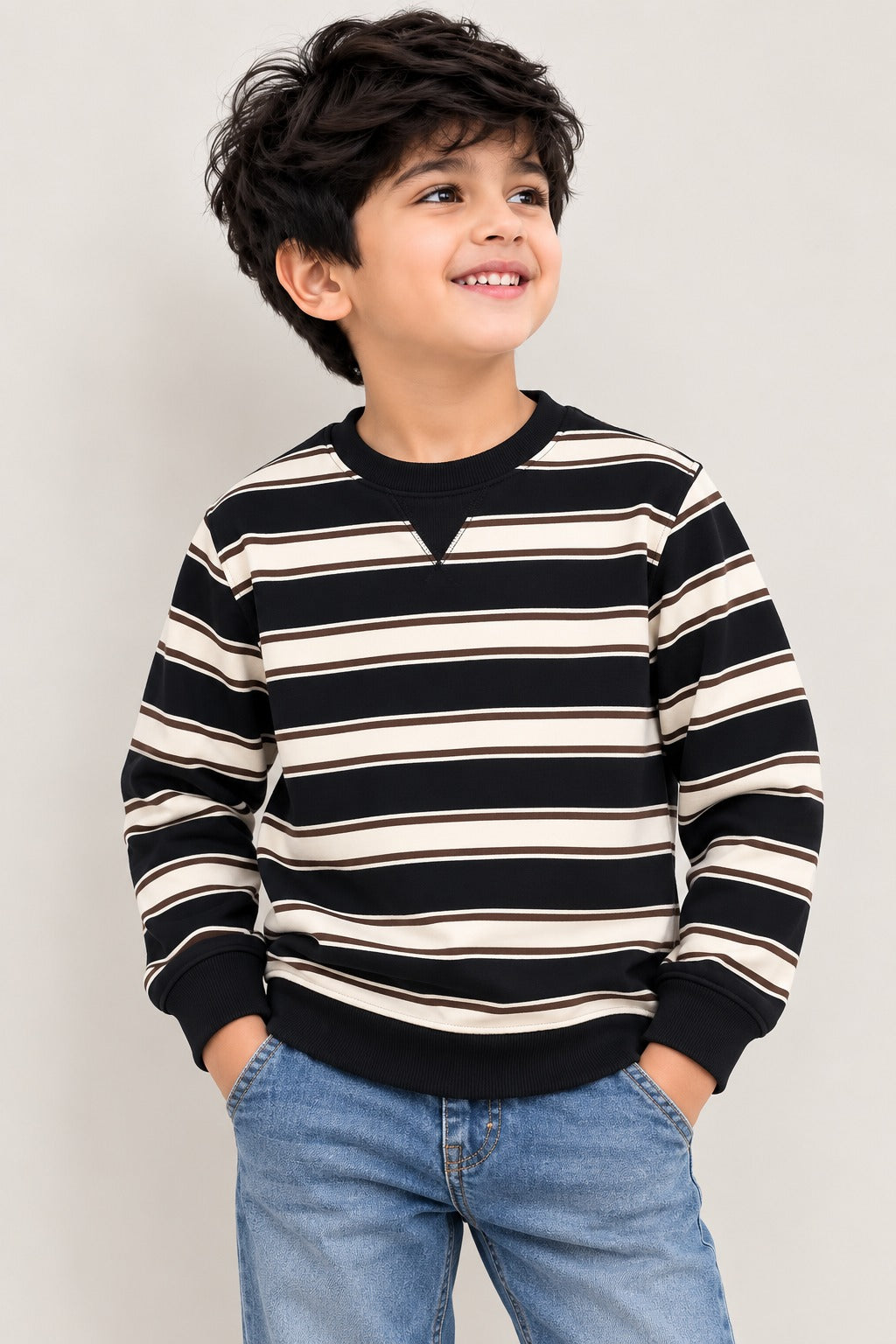 Black & Brown Striper Old Money Sweatshirt