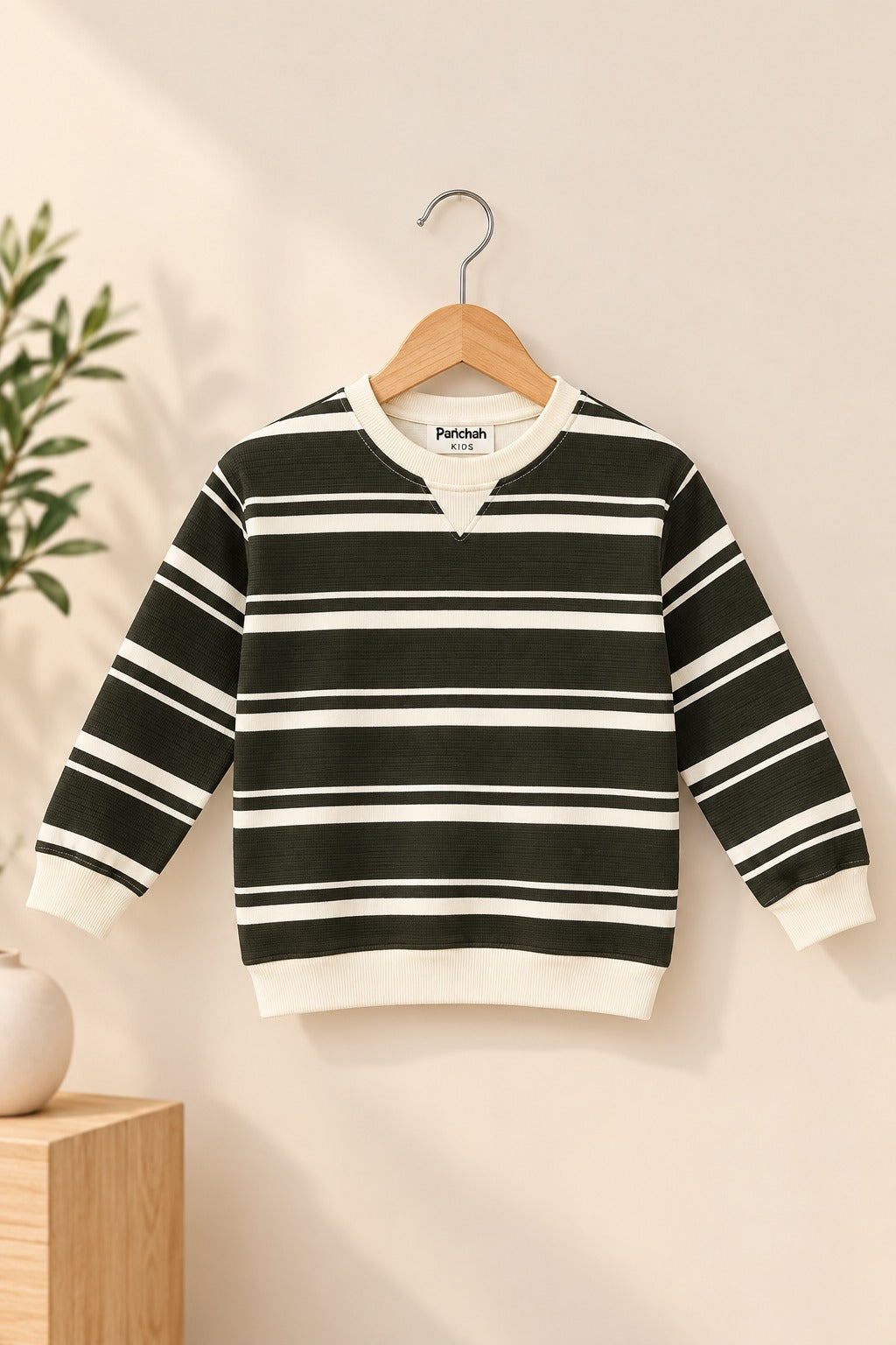 Green Striper Old Money Sweatshirt