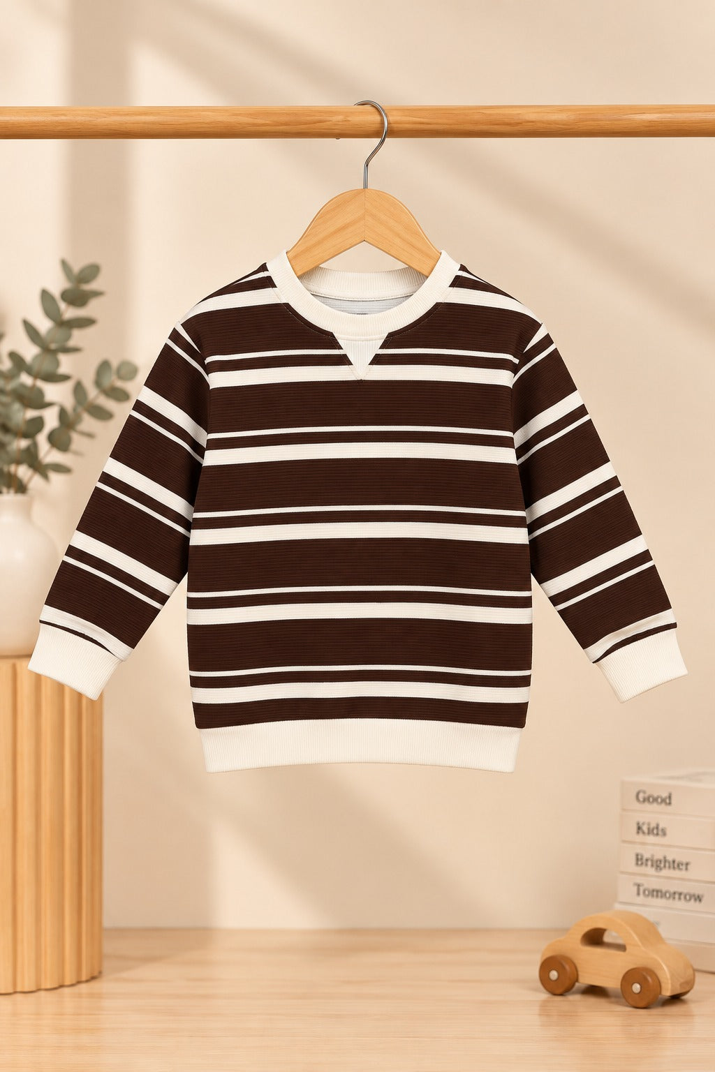 Brown Striper Old Money Sweatshirt