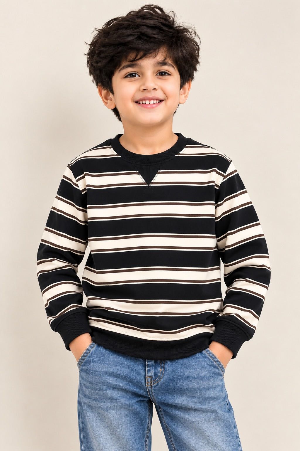 Black & Brown Striper Old Money Sweatshirt