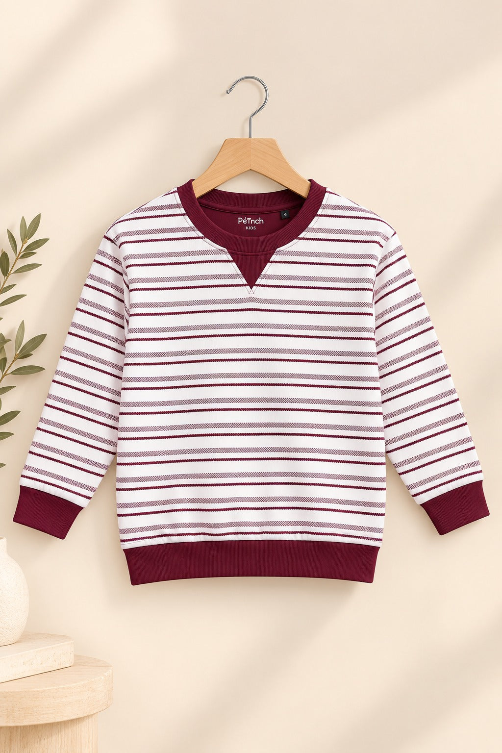 Maroon Striper Old Money Sweatshirt