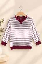 Maroon Striper Old Money Sweatshirt