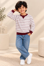 Maroon Striper Old Money Sweatshirt