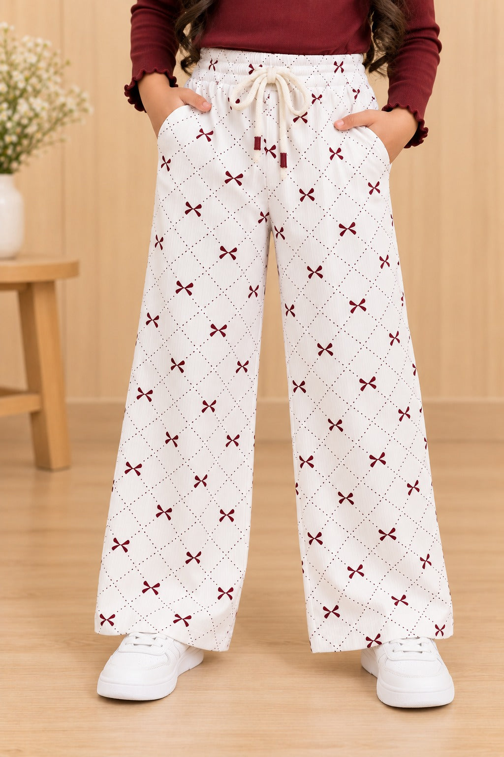 White Bow Ribloom Fabric Flapper