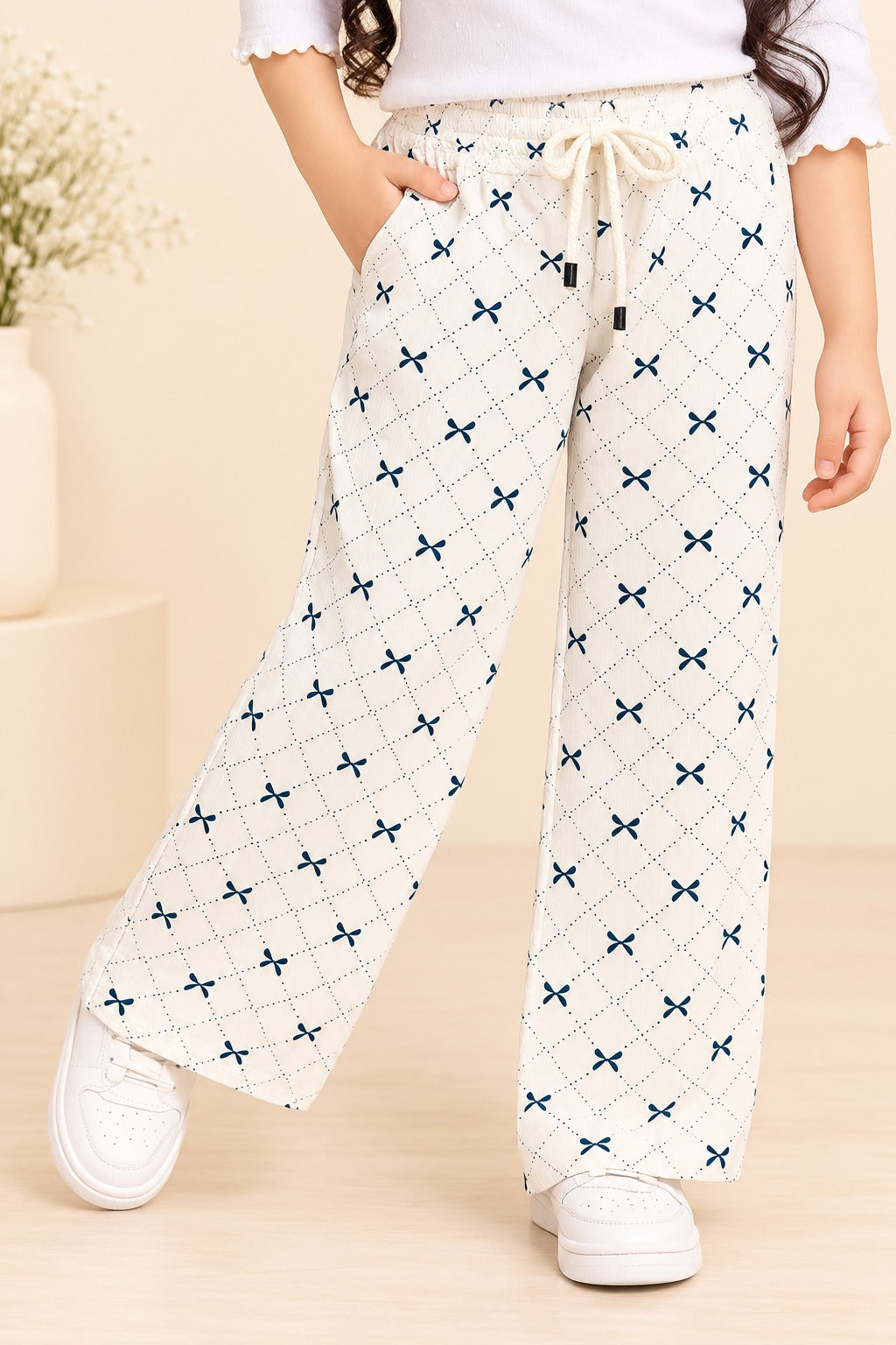 White Bow Ribloom Fabric Flapper