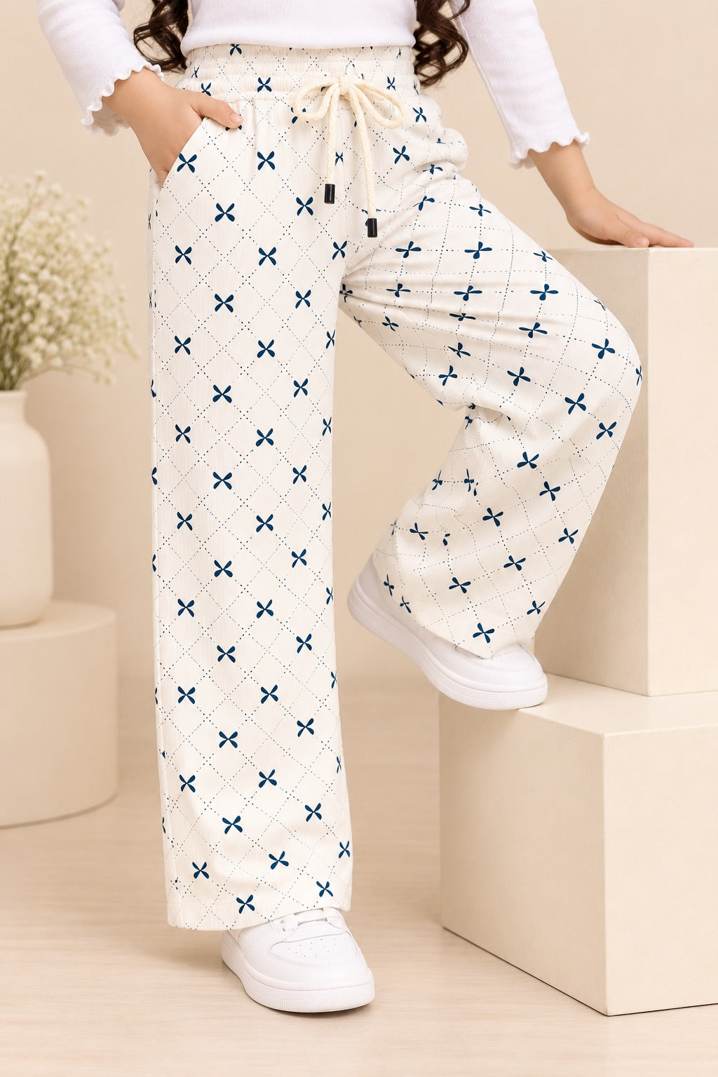 White Bow Ribloom Fabric Flapper
