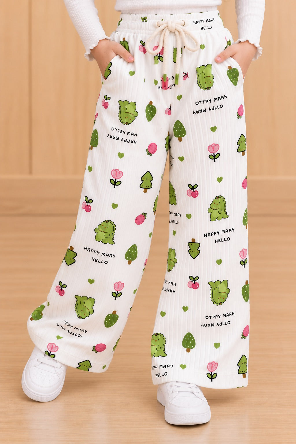 White Dino Ribloom Fabric Flapper