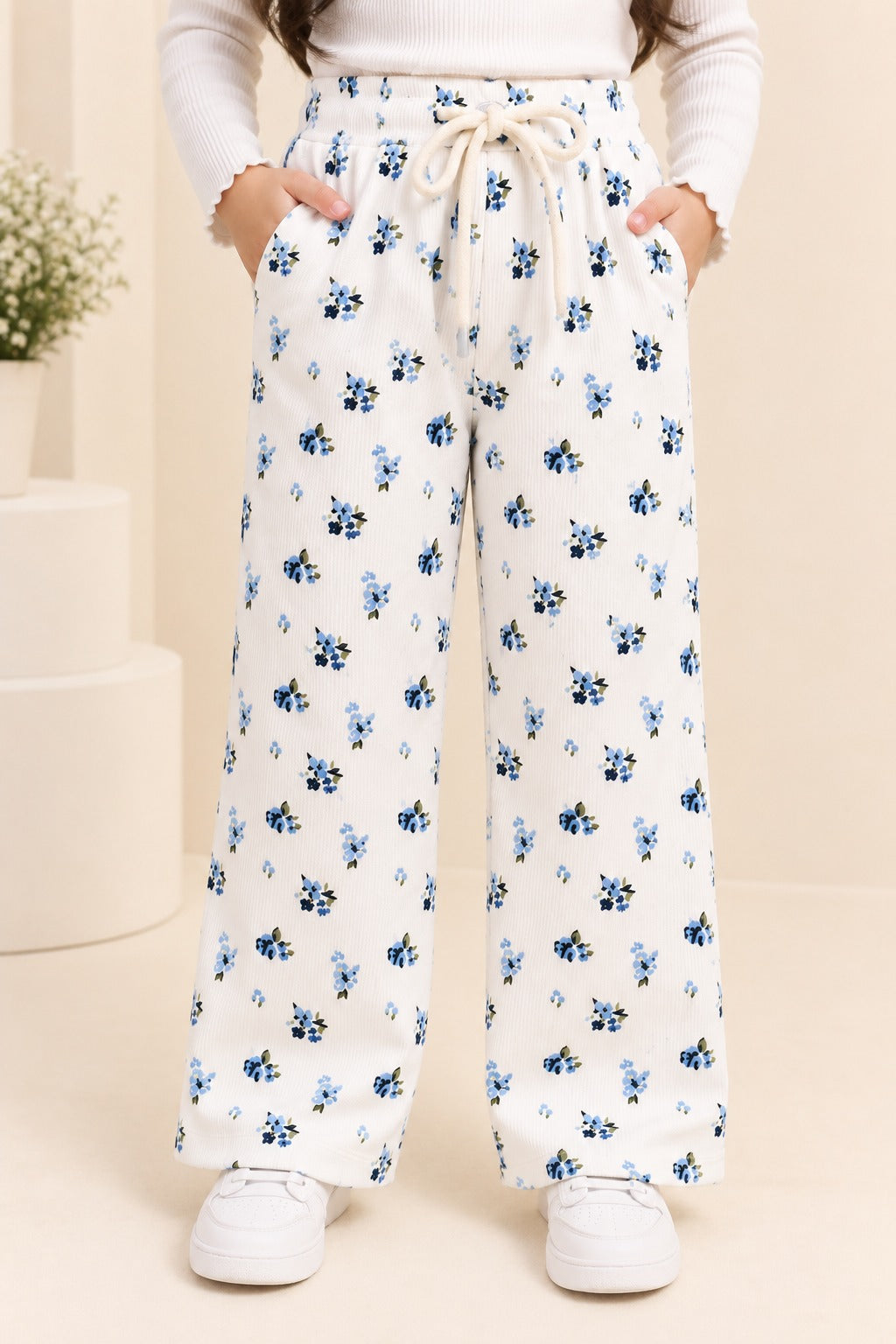 White Flowers Ribloom Fabric Flapper