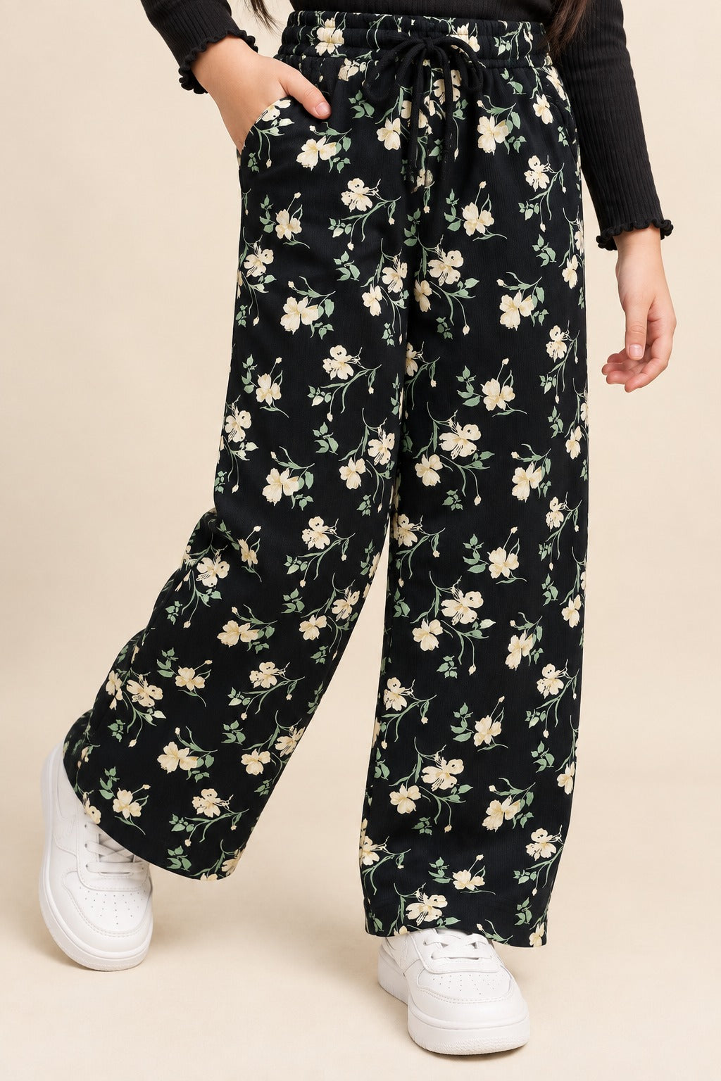 Black Flowers Ribloom Fabric Flapper