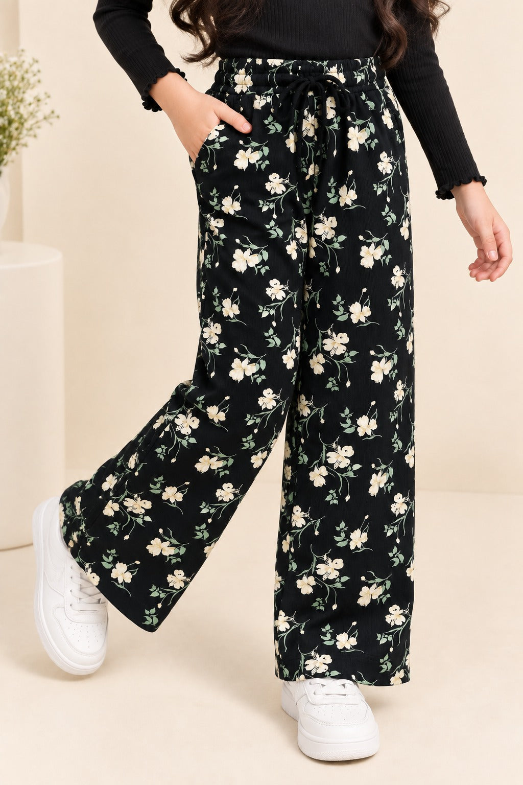 Black Flowers Ribloom Fabric Flapper