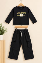 Black Dopa Rib Aura Fabric Suit