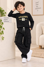 Black Dopa Rib Aura Fabric Suit