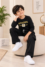 Black Dopa Rib Aura Fabric Suit