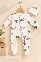 White Helicopter Cozy Luxe Romper