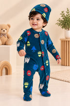 Blue Cartoons Cozy Luxe Romper