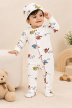 White Helicopter Cozy Luxe Romper