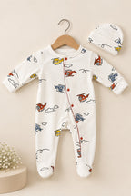 White Helicopter Cozy Luxe Romper