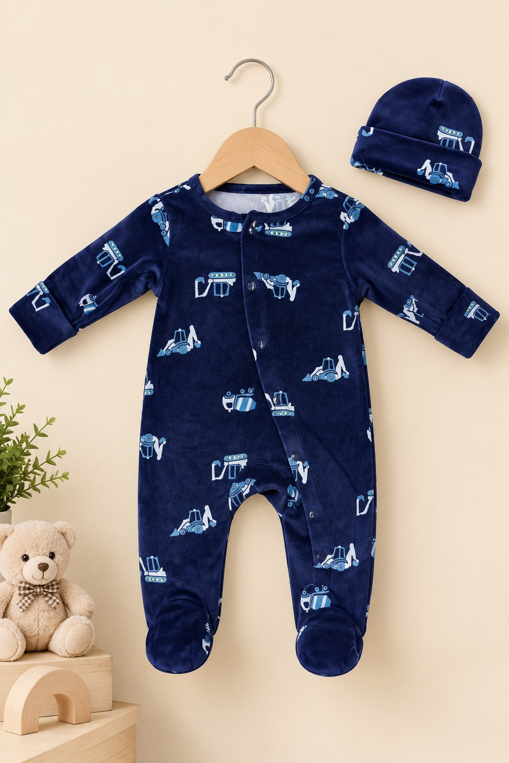 Navy Trucks Cozy Luxe Romper