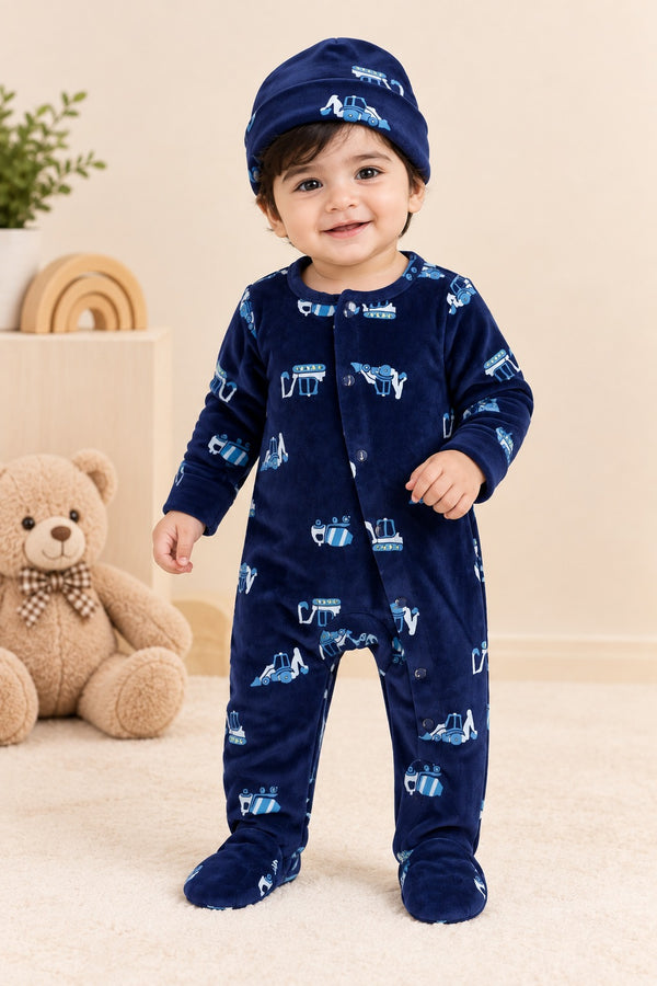 Navy Trucks Cozy Luxe Romper