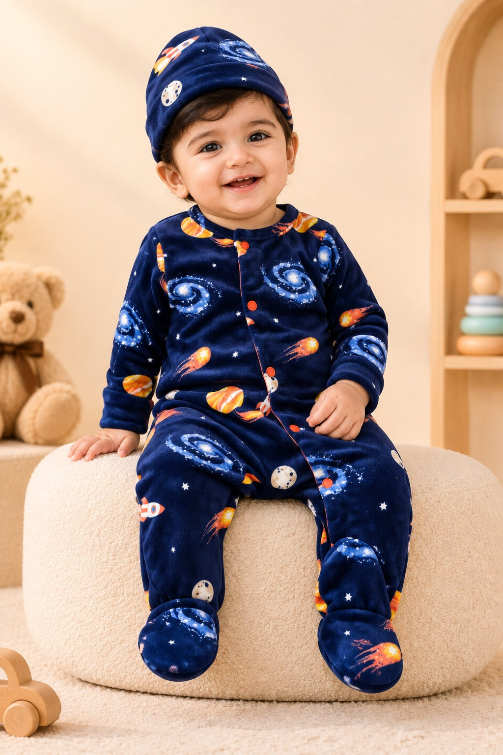 Navy Planets Cozy Luxe Romper Main image