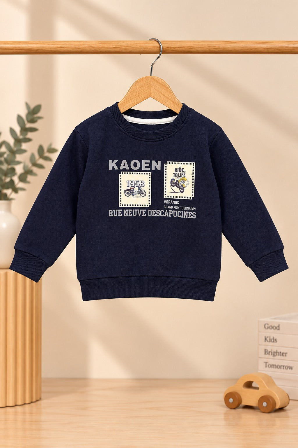 Navy Kaoen Cloud-Fleece Fabric Sweatshirt