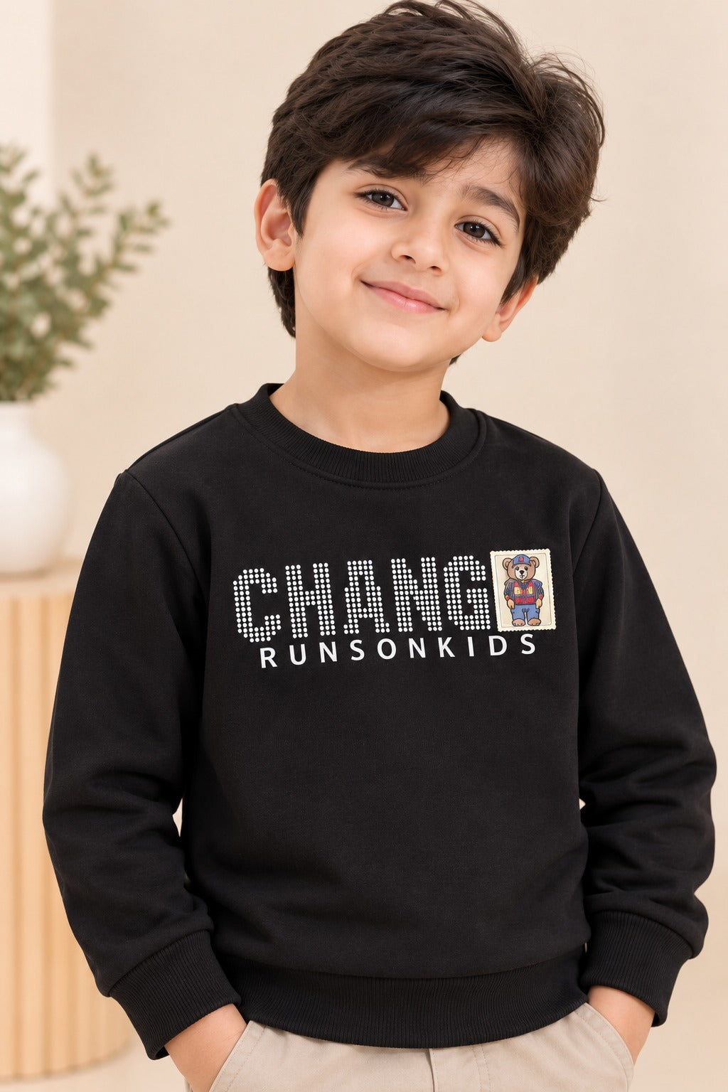 Black Change Cloud-Fleece Fabric Sweatshirt