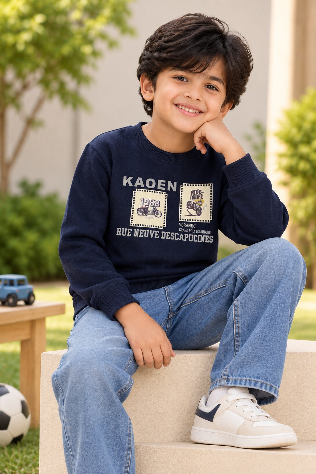 Navy Kaoen Cloud-Fleece Fabric Sweatshirt
