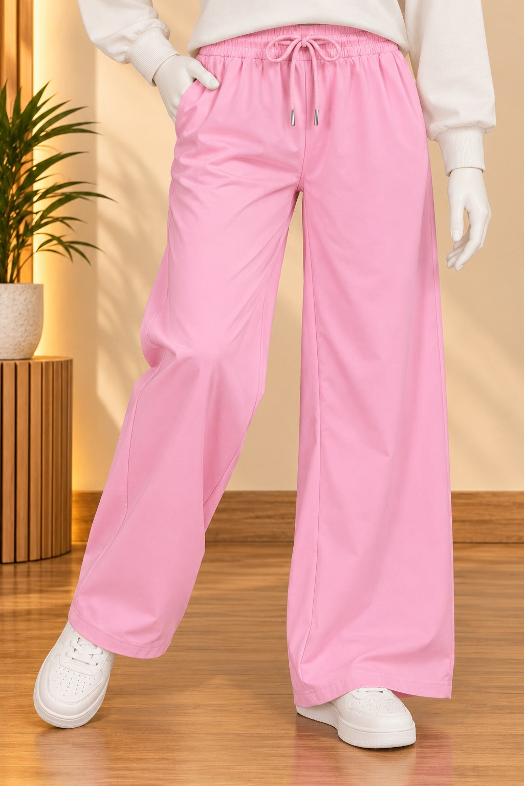 Pink LuxeRib Fabric Trouser