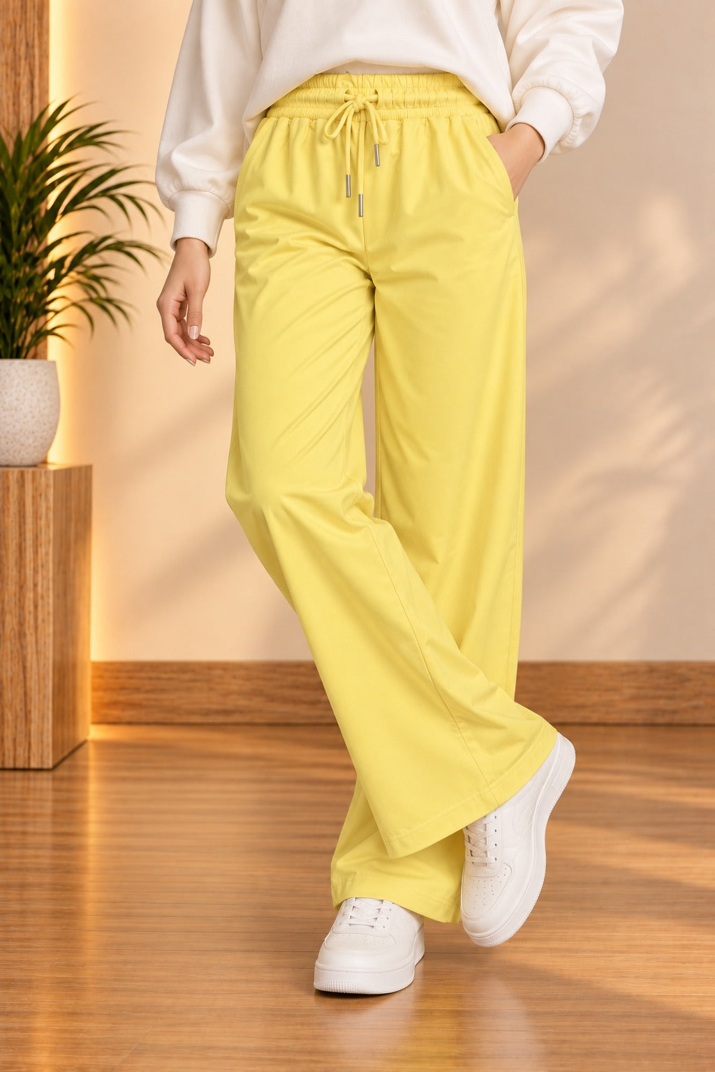 Yellow LuxeRib Fabric Trouser