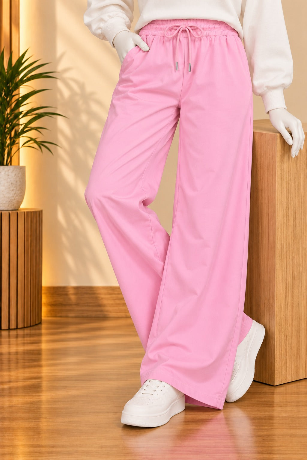 Pink LuxeRib Fabric Trouser