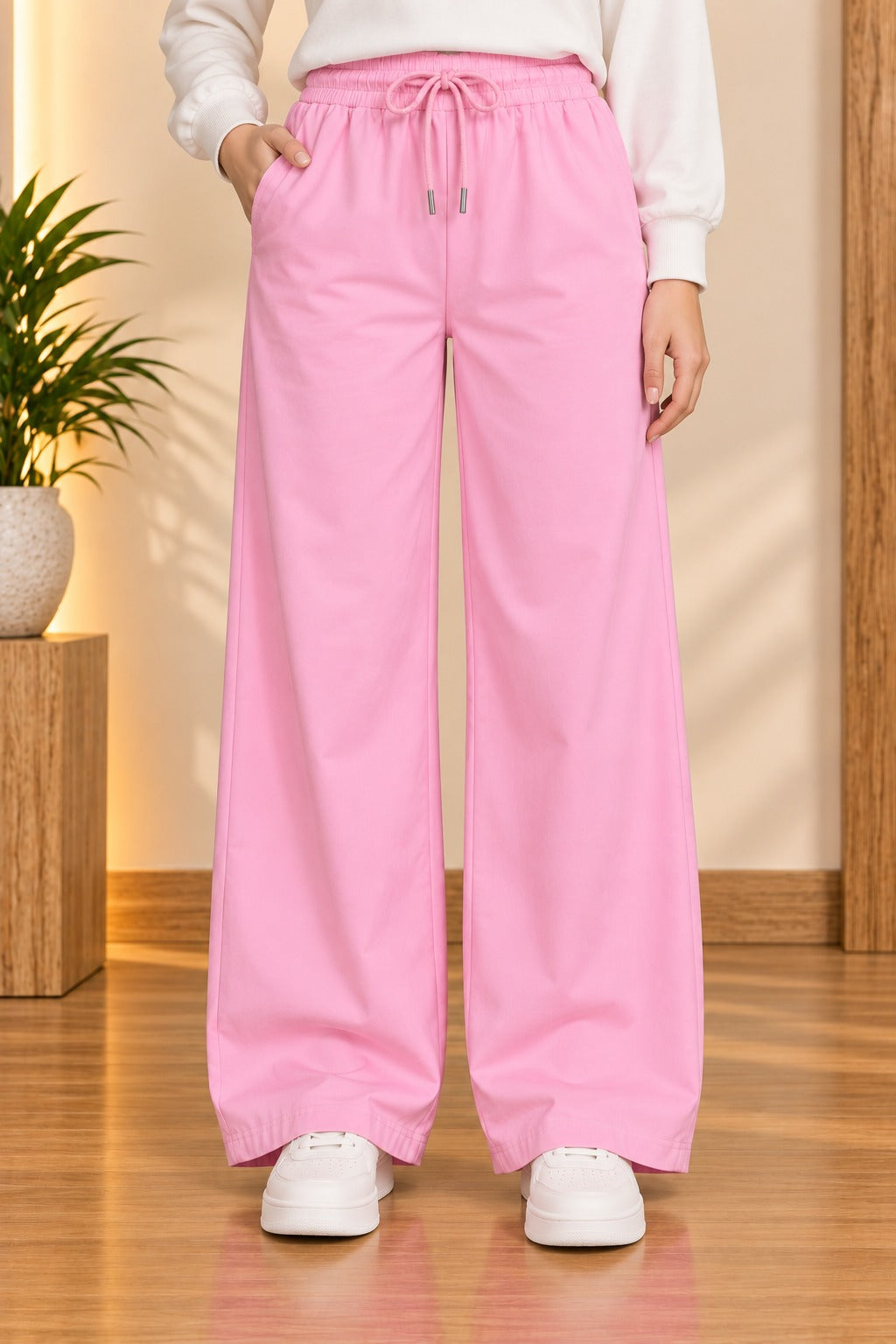 Pink LuxeRib Fabric Trouser