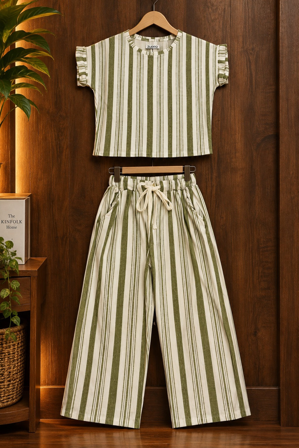 Green Striper Co-Ord RibLuxe Fabric Suit Unisex