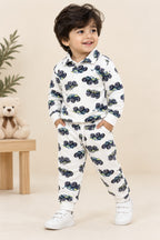 White Trucks Collar Cozy Luxe Fabric Suit